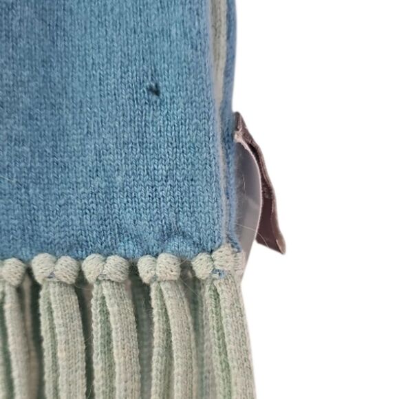 Ann Taylor 100% Cashmere Scarf Soft Blue Cable Knit Fringe Wrap Quiet Luxury - Picture 4 of 16